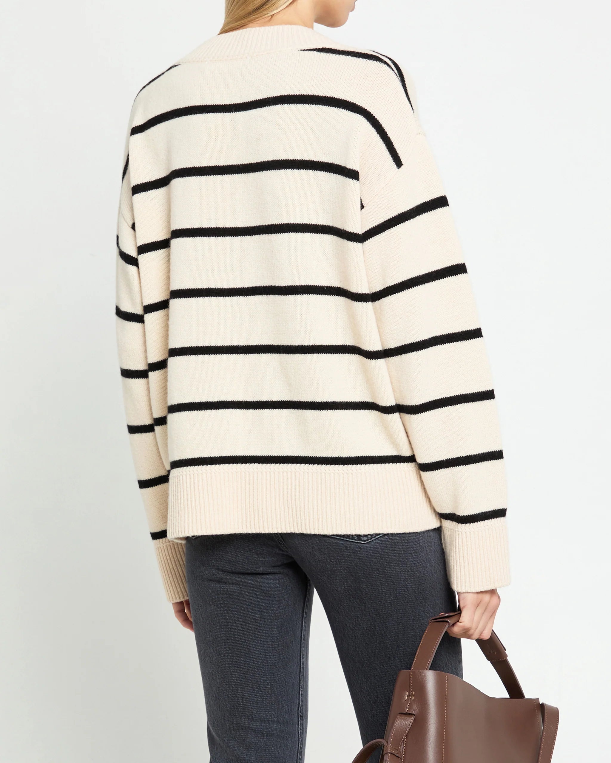 Brenna Merino Sweater - Black Stripe