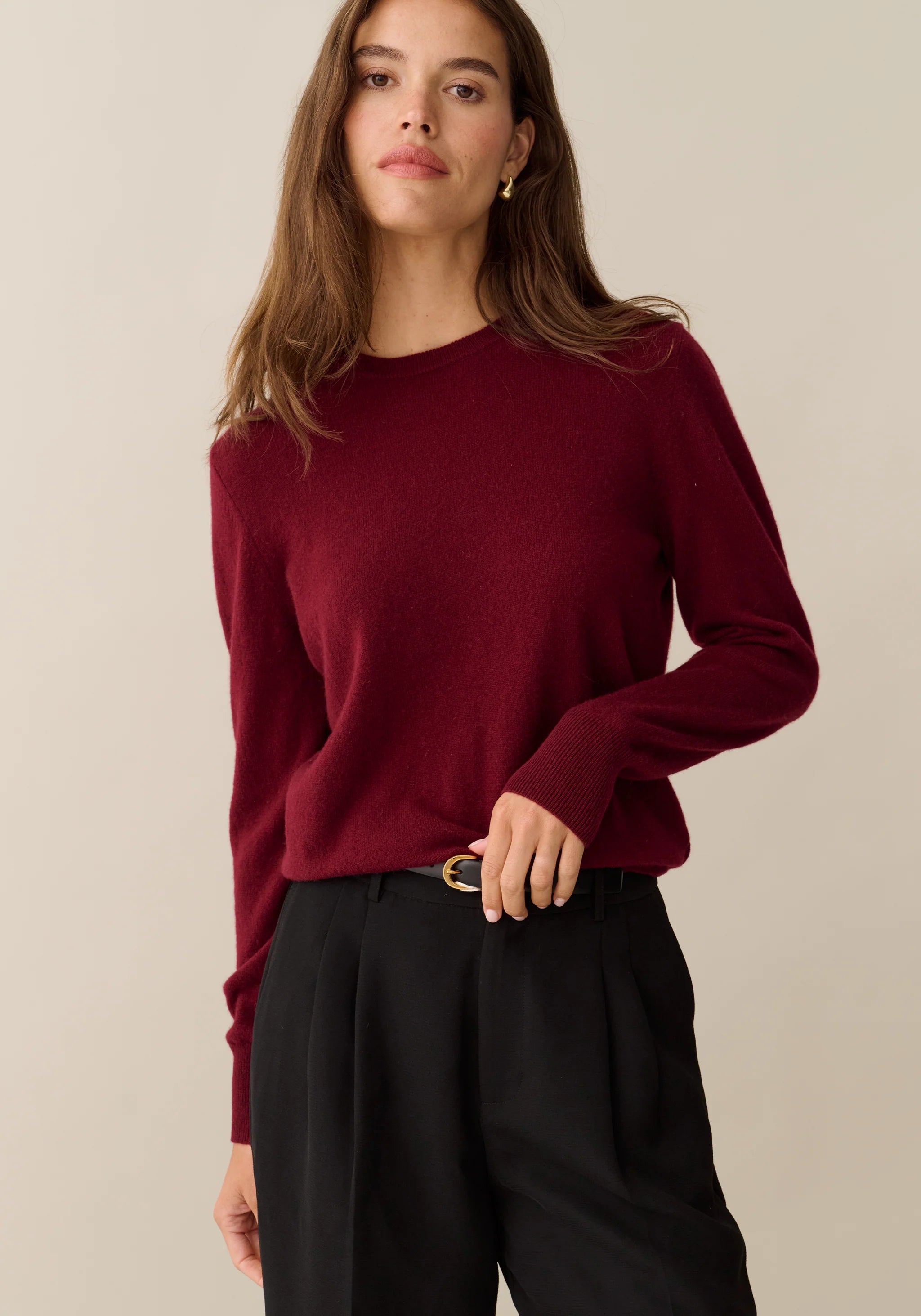 Scarlet Cashmere Sweater - Wine Red
