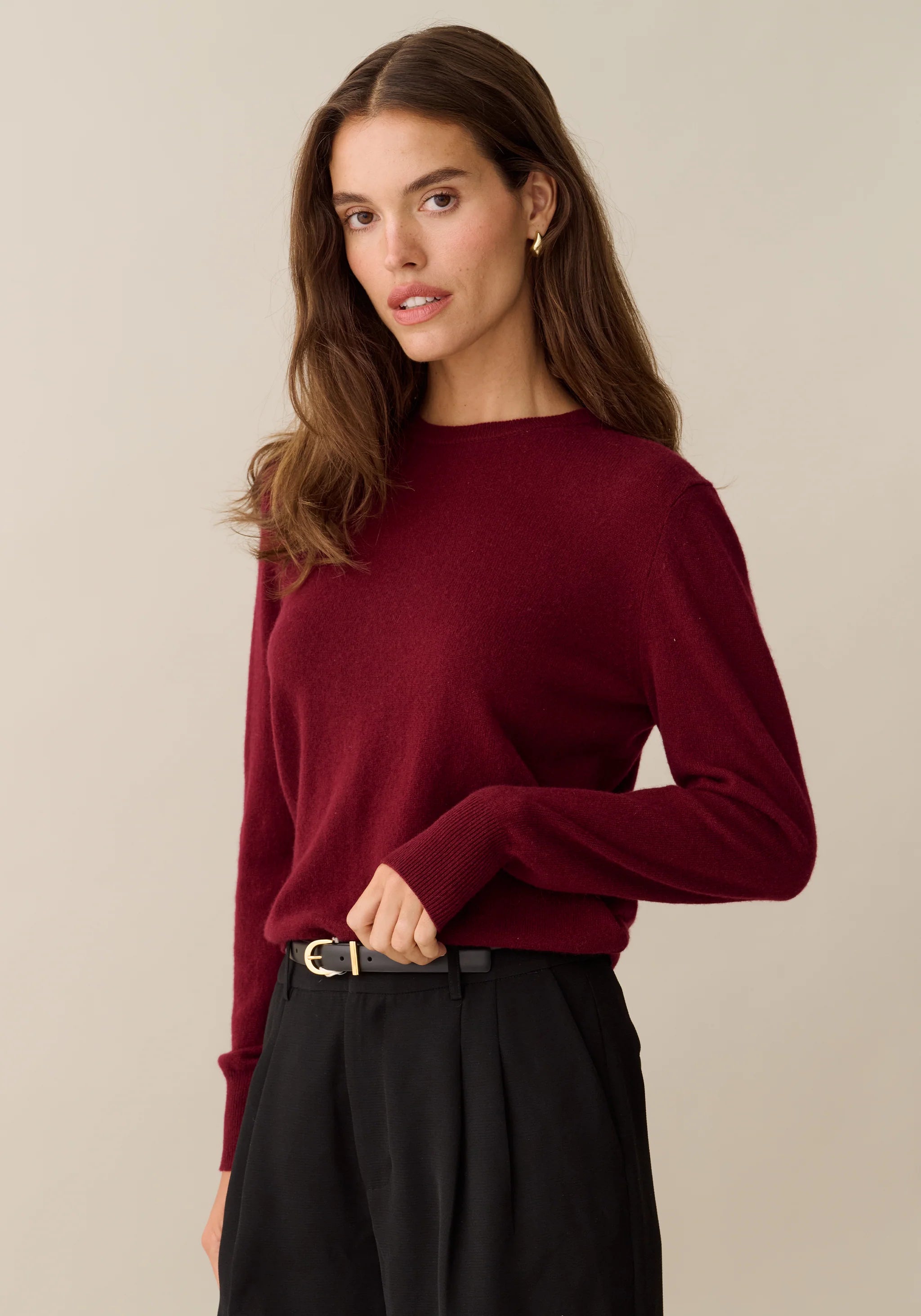 Scarlet Cashmere Sweater - Wine Red