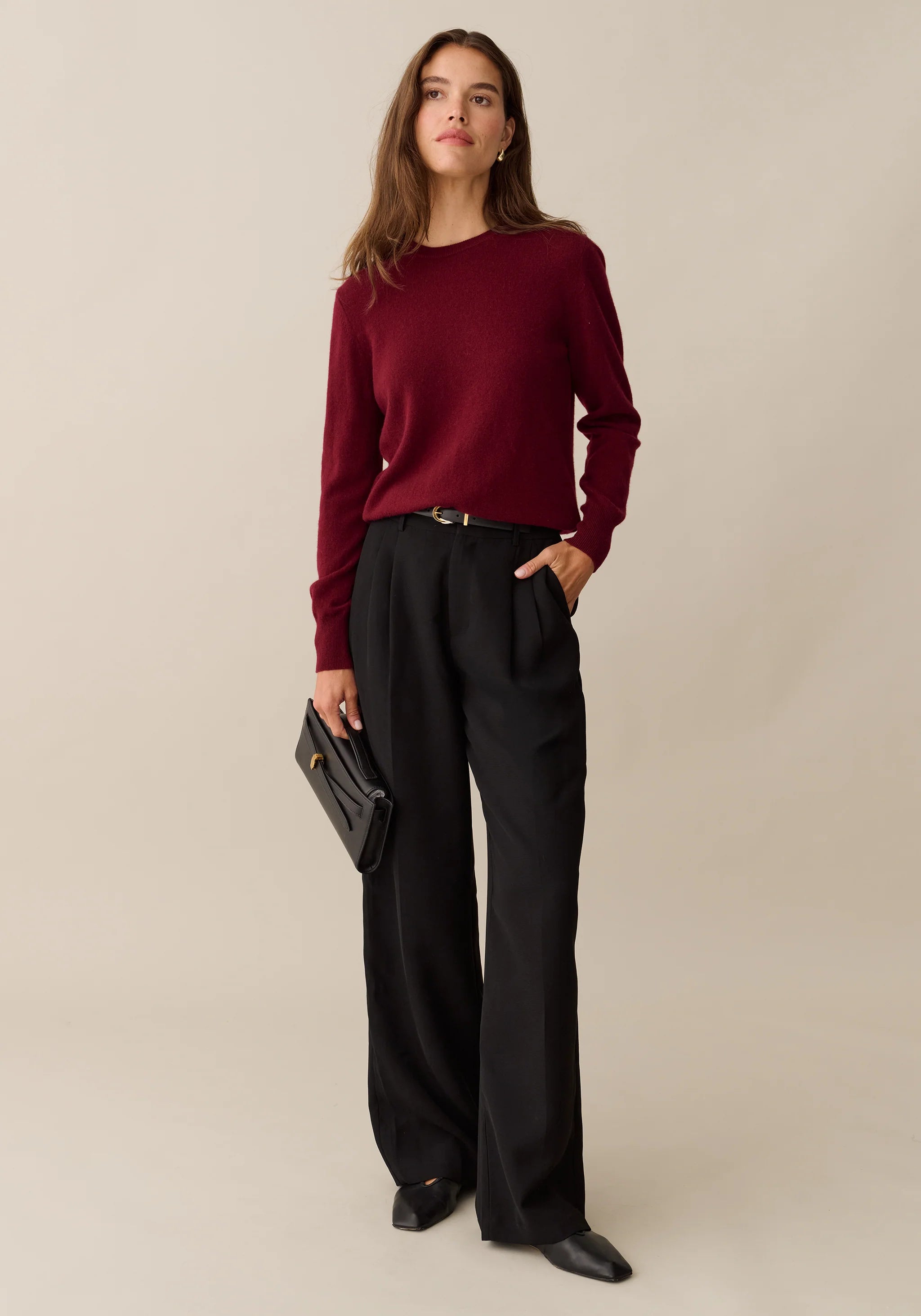 Scarlet Cashmere Sweater - Wine Red