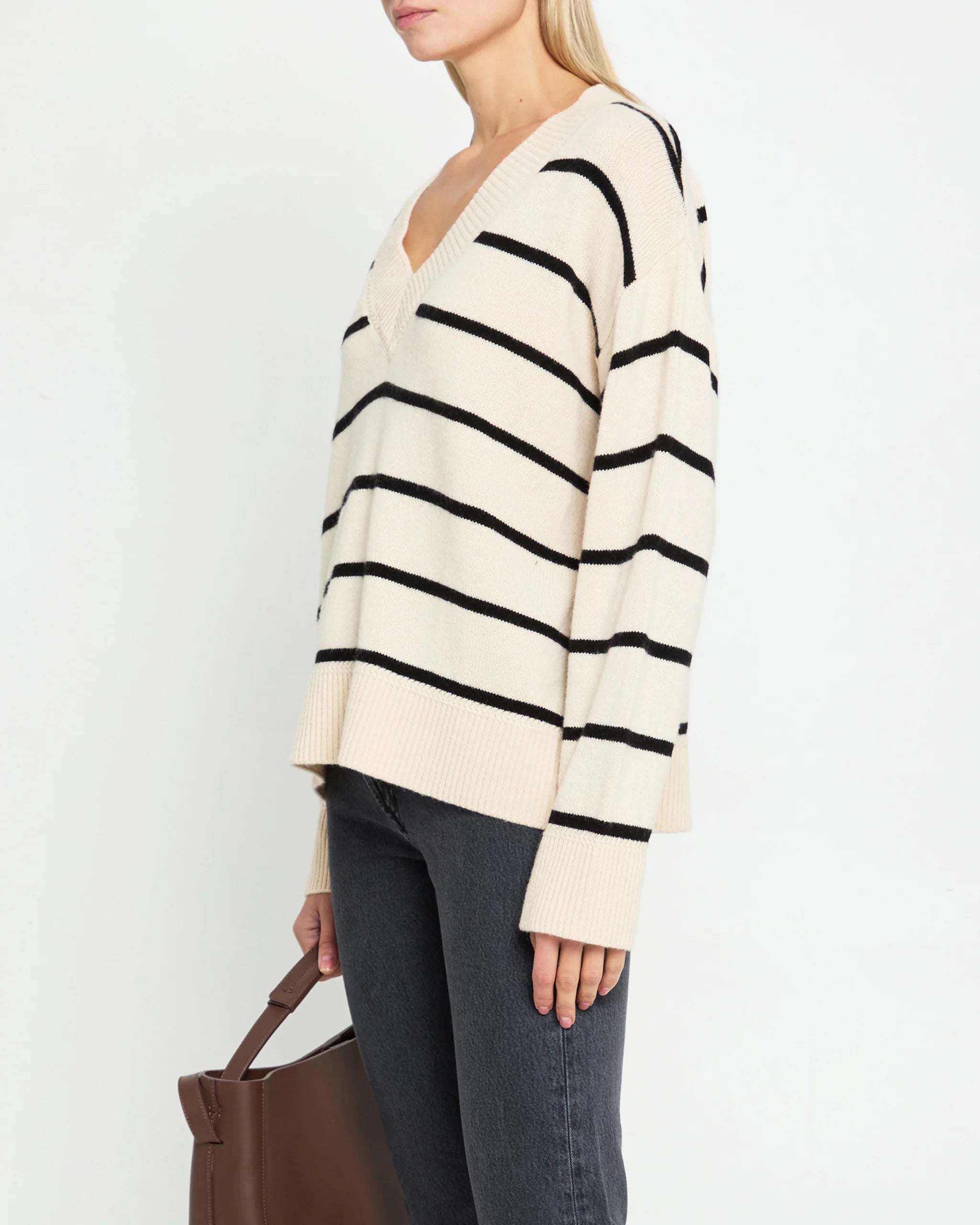 Brenna Merino Sweater - Black Stripe