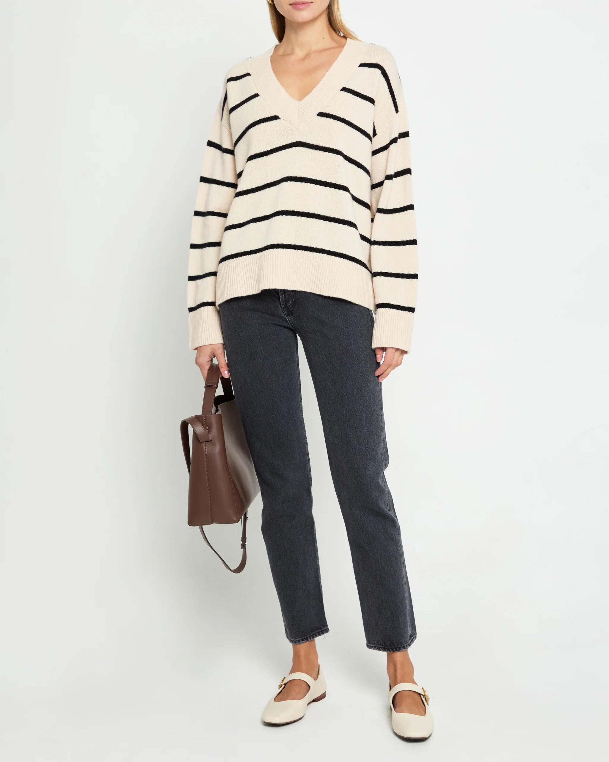 Brenna Merino Sweater - Black Stripe