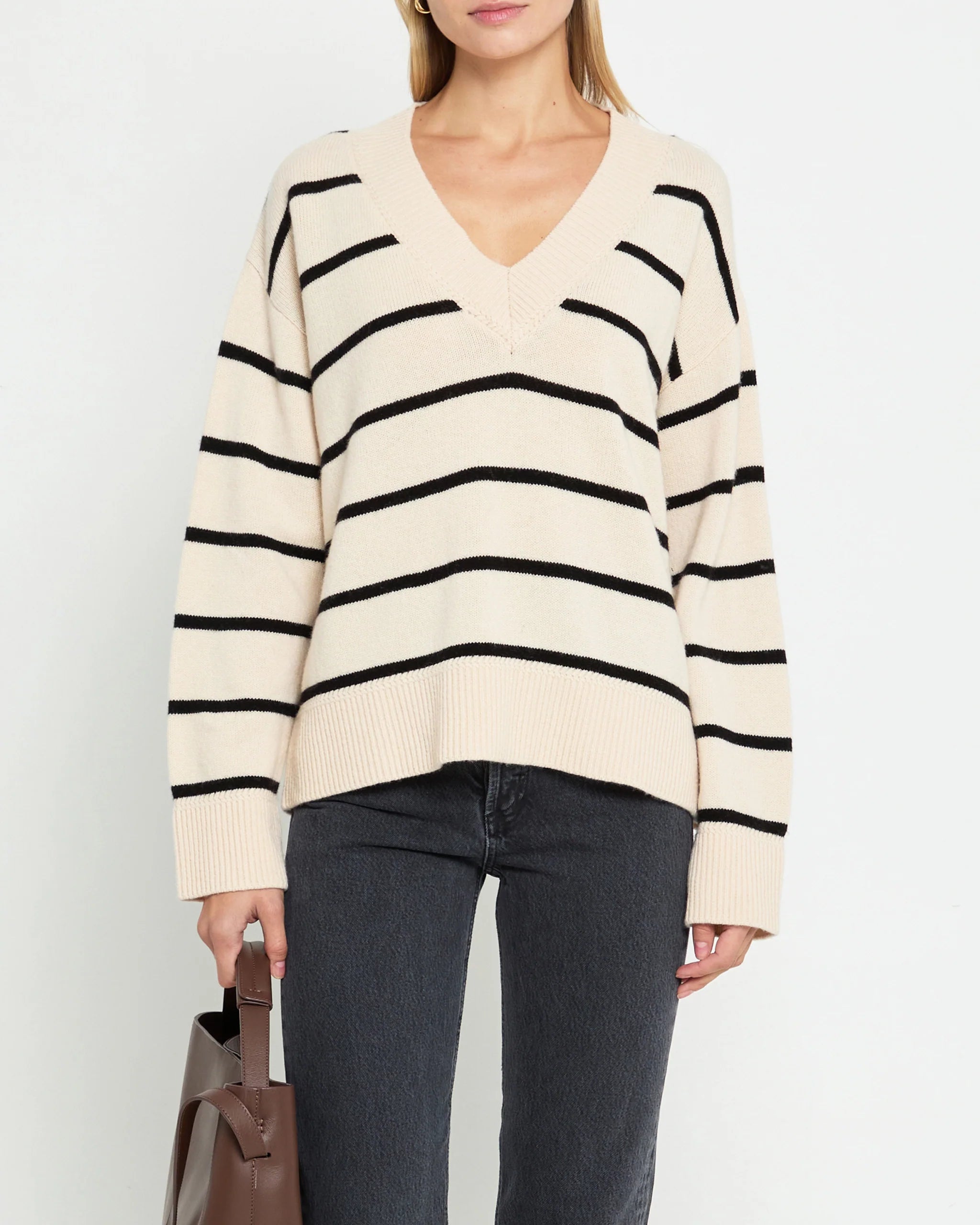 Brenna Merino Sweater - Black Stripe