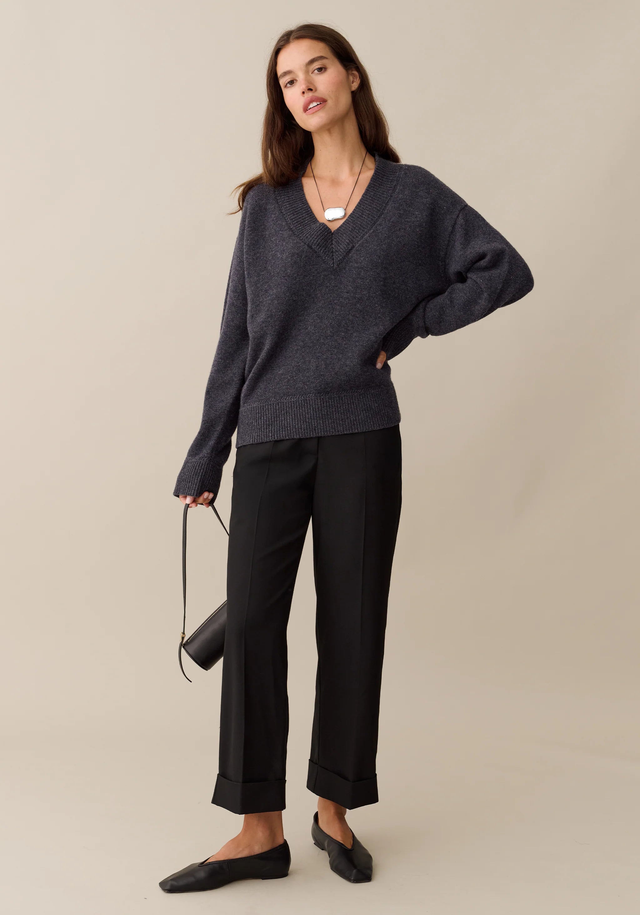 Brenna Merino Sweater - Dark Grey