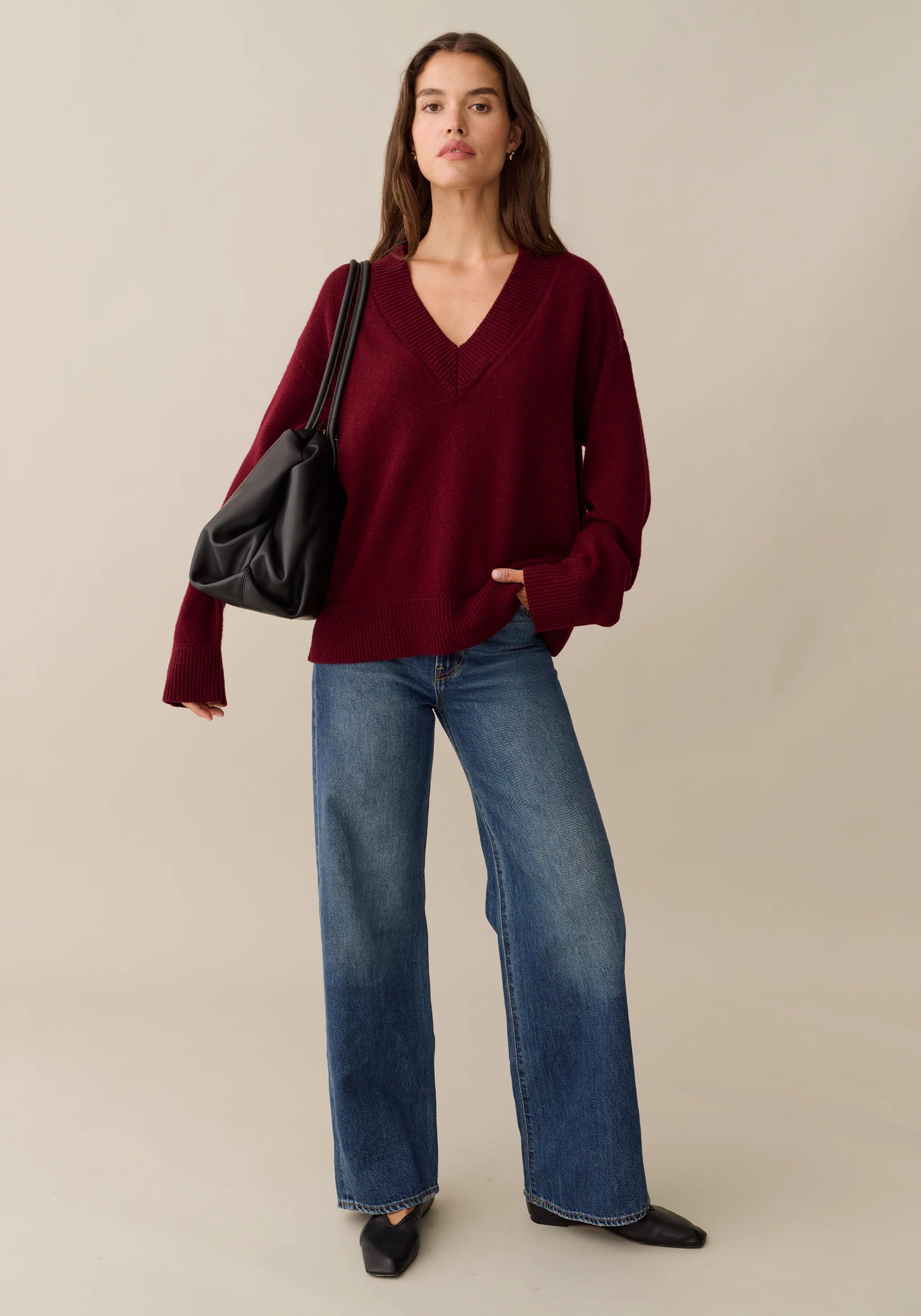 Brenna Merino Sweater - Wine Red
