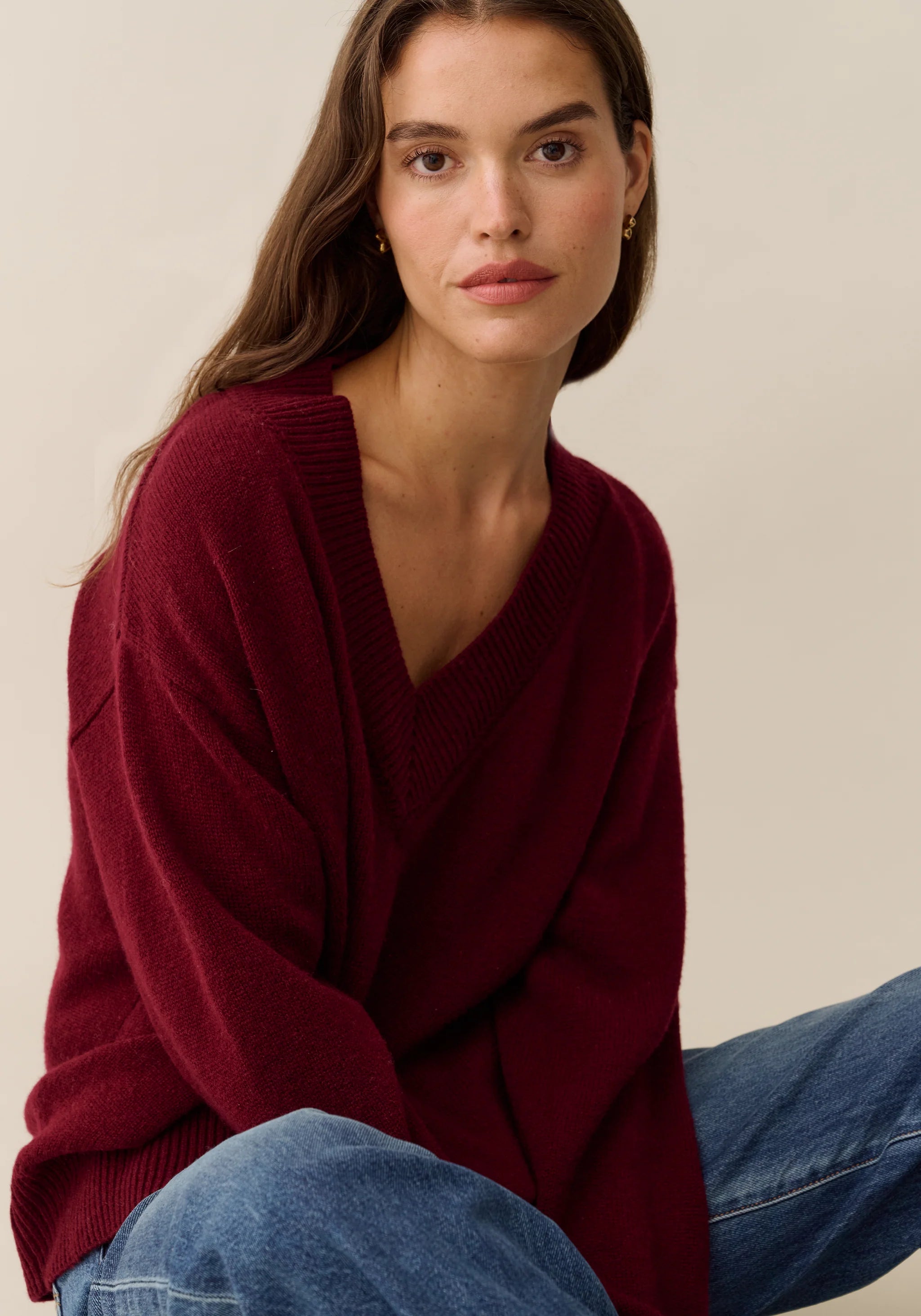 Brenna Merino Sweater - Wine Red
