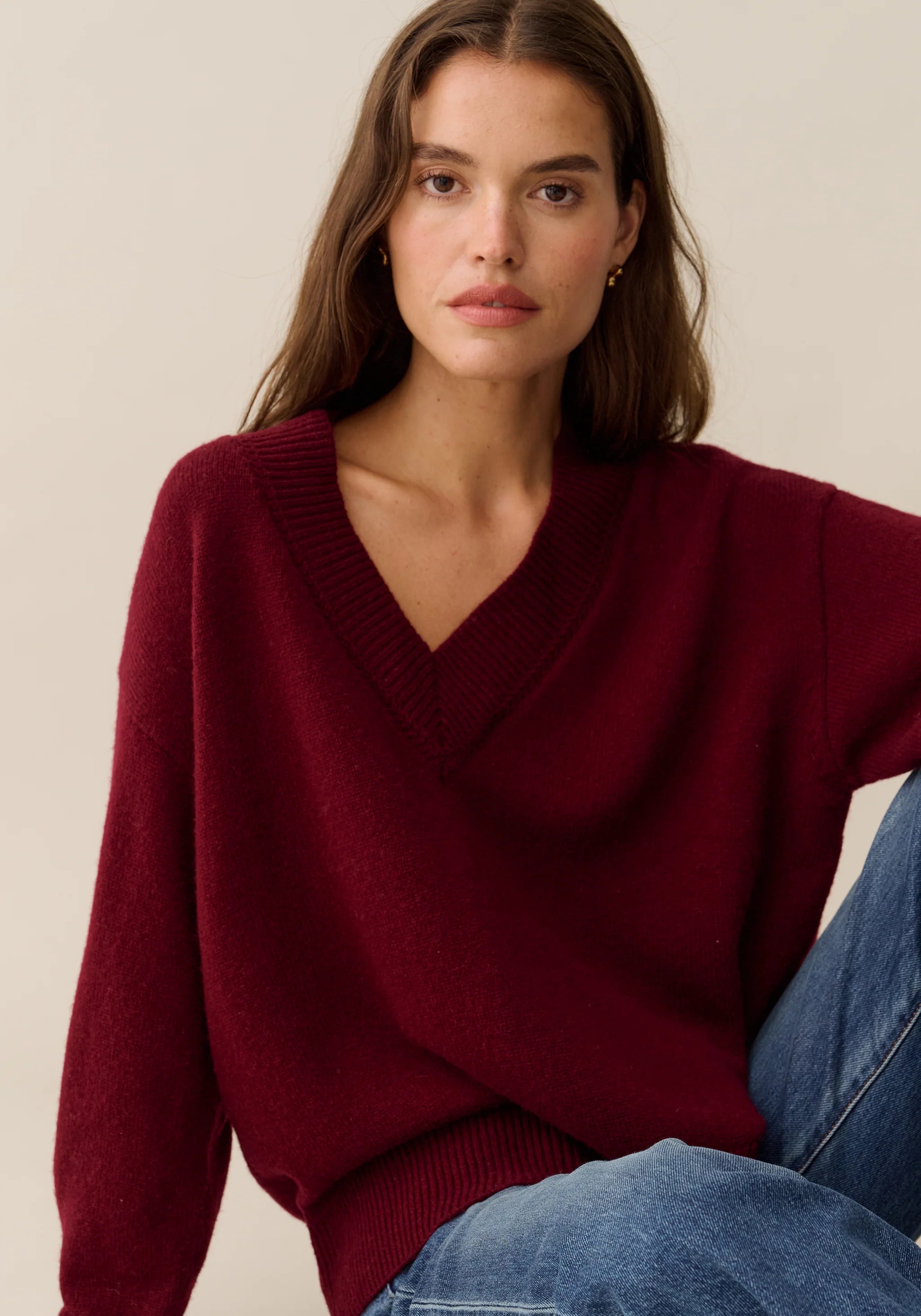 Brenna Merino Sweater - Wine Red