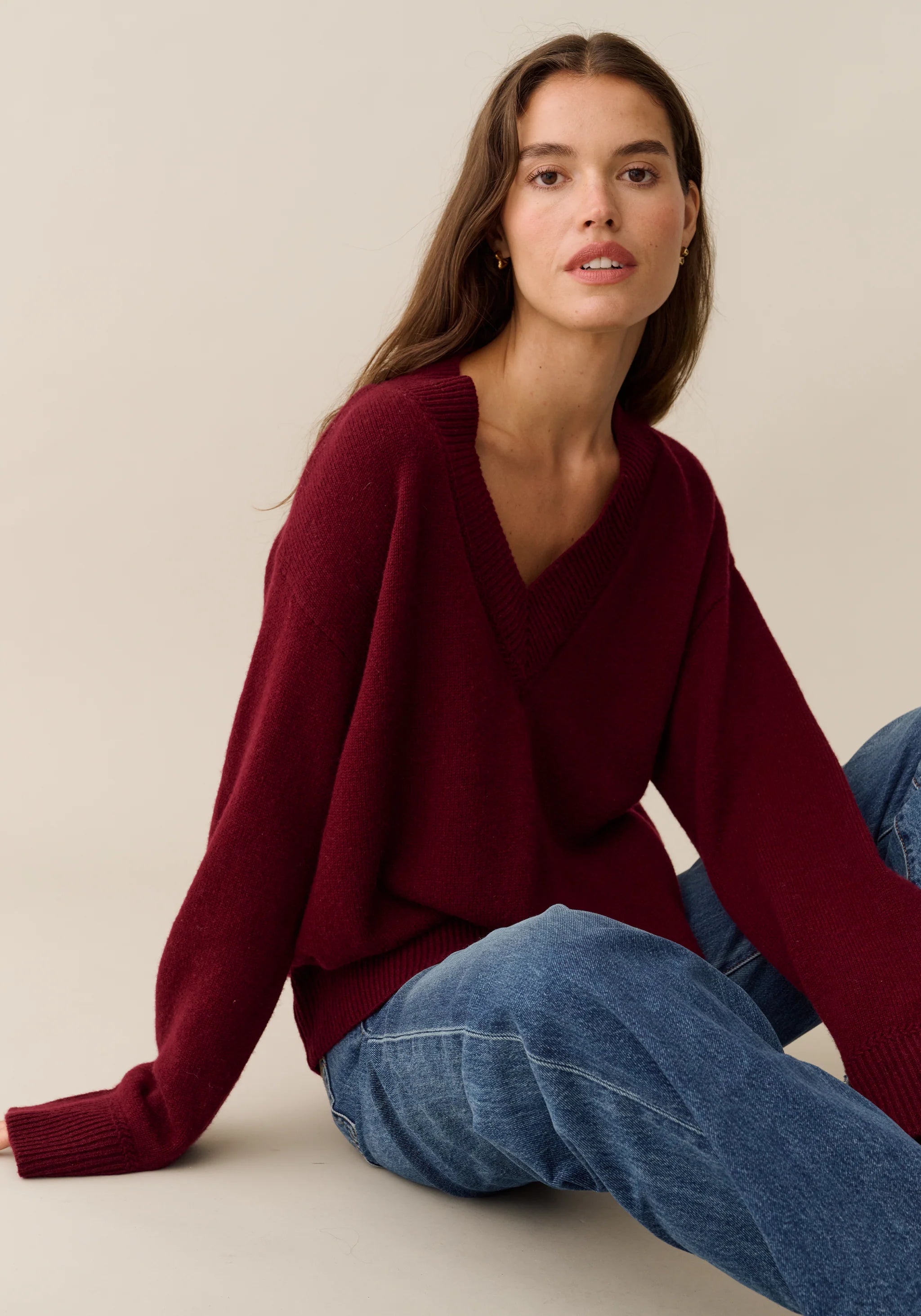 Brenna Merino Sweater - Wine Red