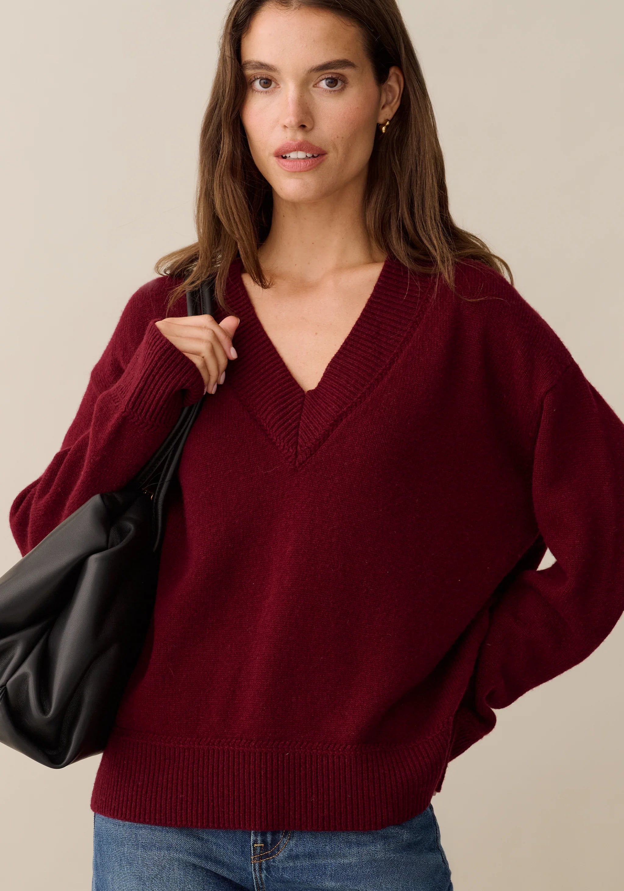 Brenna Merino Sweater - Wine Red