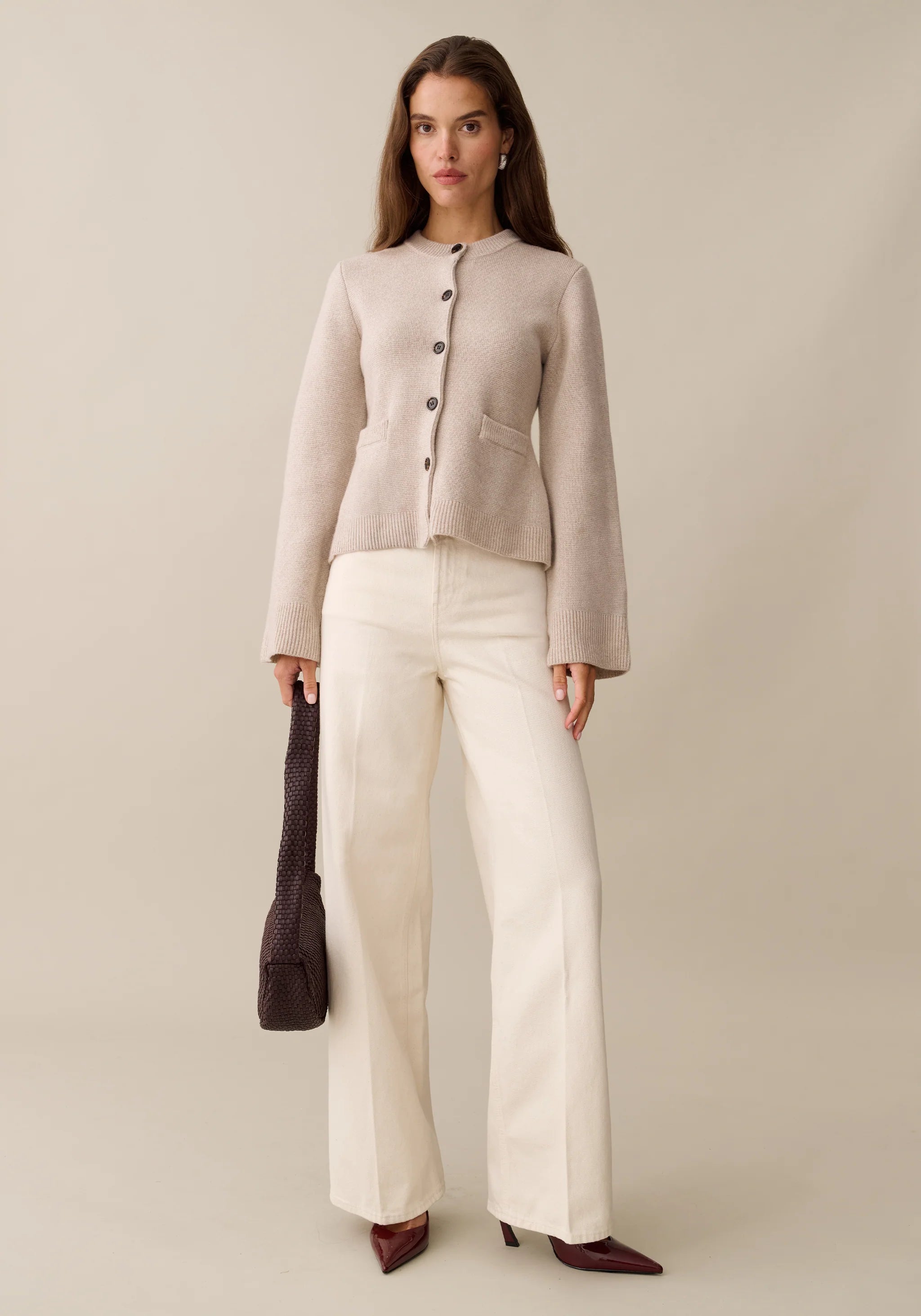 Averie Wool - Cashmere Cardigan Beige