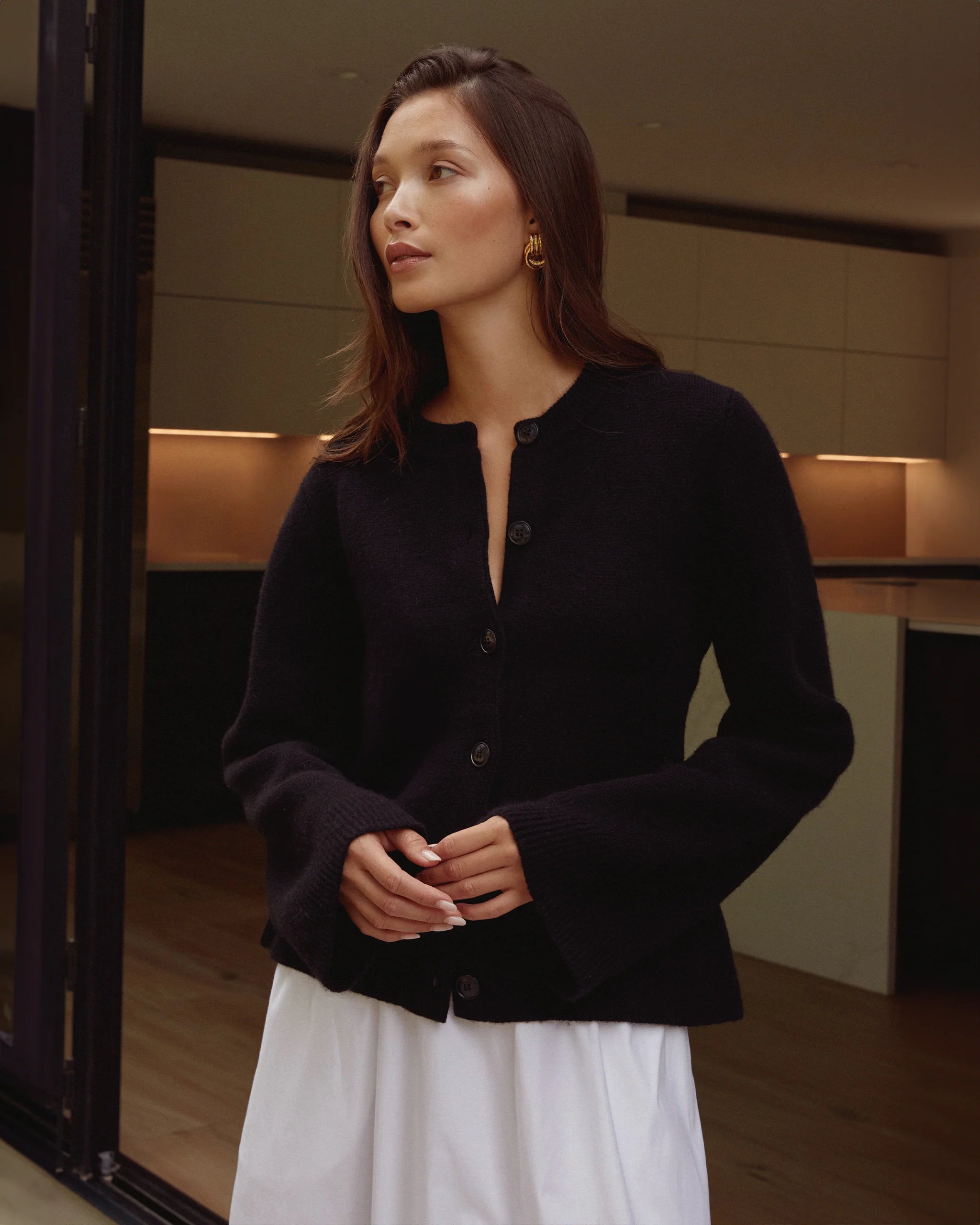 Averie Wool - Cashmere Cardigan Black
