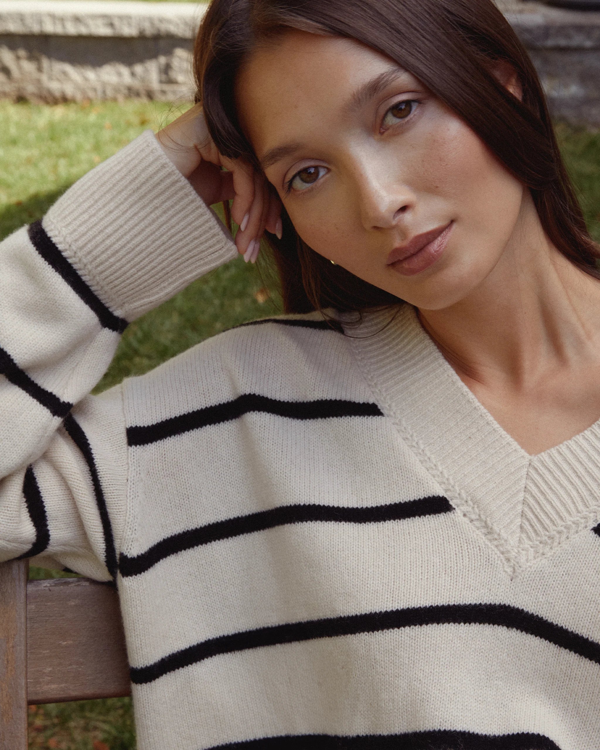 Brenna Merino Sweater - Black Stripe